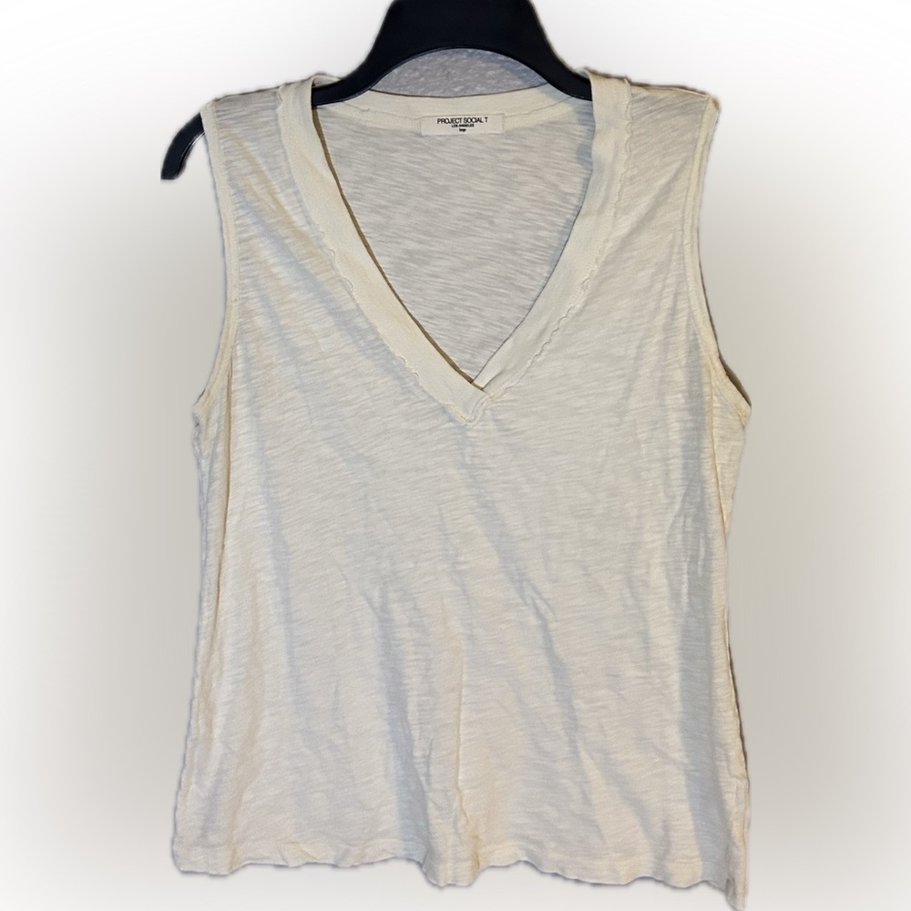 Project Social T Off-White V-Neck Tank